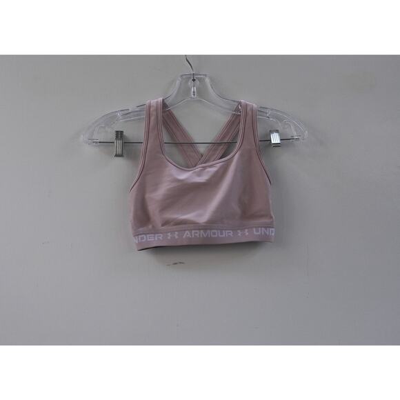 Under Armour Womens Sports Bra Mid Impact Cross back Bra Pink Size S - Picture 1 of 4